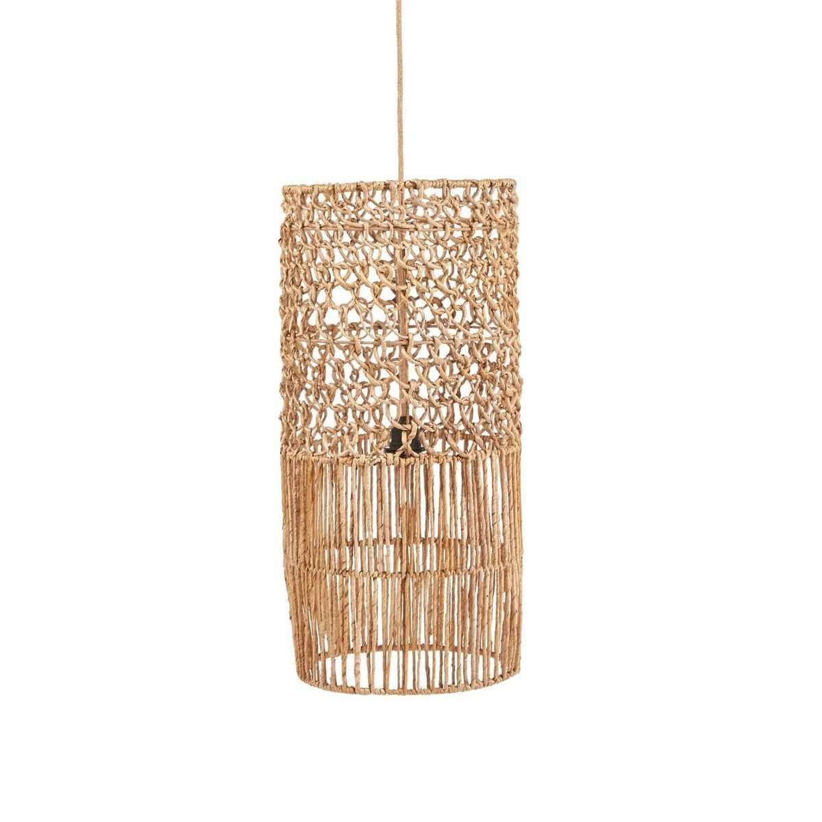 Alt Tag: Bohemian De Takuhanki-hanger in natural banana leaf, ideal as floor or hanging lamp for cozy dining or living spaces.