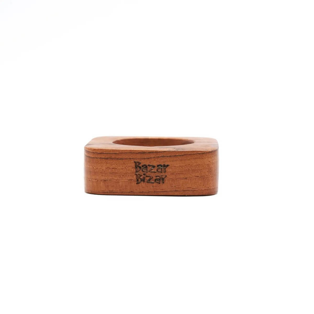 Rustic Bohemian teak root napkin ring with natural wood texture from Bazar Bizar, perfect for adding elegance to your dining table.