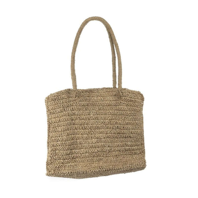 Alt Tag: "De Ti Amo raffia shopper, perfect voor stad en strand, lichte en stevige tas met ruime opening."