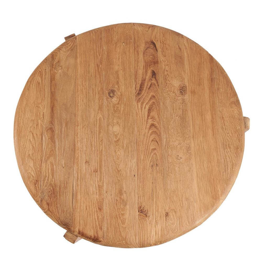 De Wabi Sabi Salontafel - L, driepotige charmeur van teruggewonnen teakhout, past in elk interieur, kleur naturel, hoogte 45 cm, breedte 80 cm.