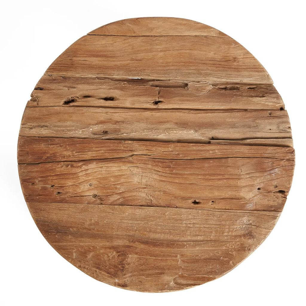 Ronde Yatai kruk van rustiek geüpcycled teakhout, perfect als zitplaats of decor in elke kamer. Verkrijgbaar in drie maten.