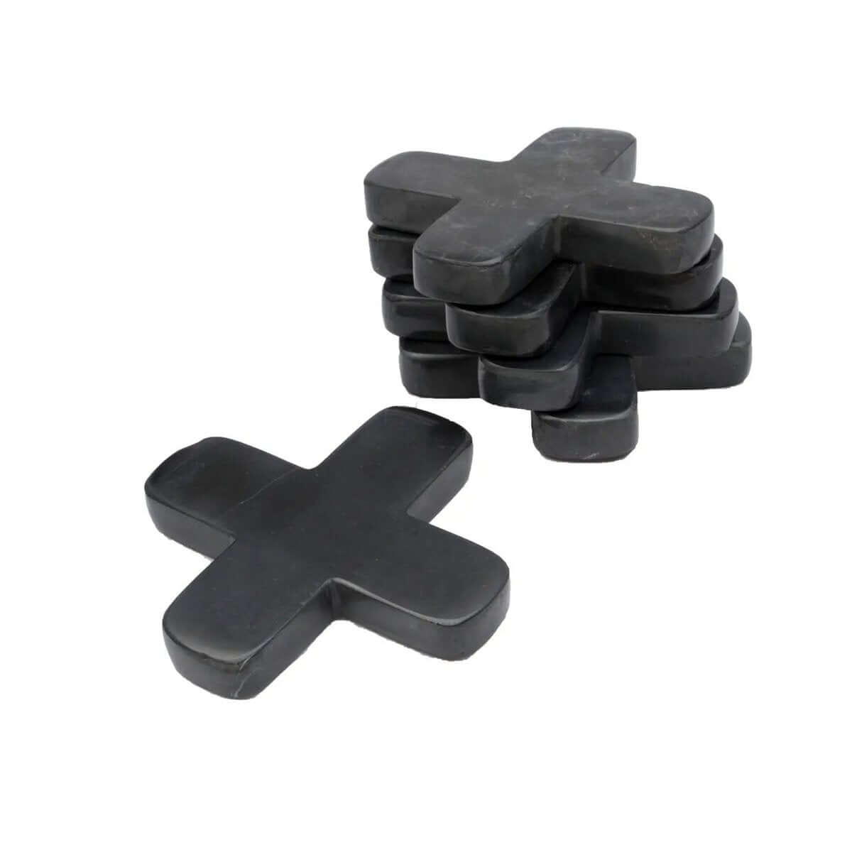 Bohemian style black marble pan coaster by Bazar Bizar Living, stackable and elegant, adds chic flair to any table or kitchen.