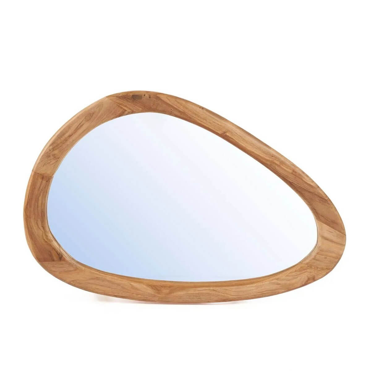 Organic mirror with teak frame, bohemian design perfect for adding natural warmth and style to your space.