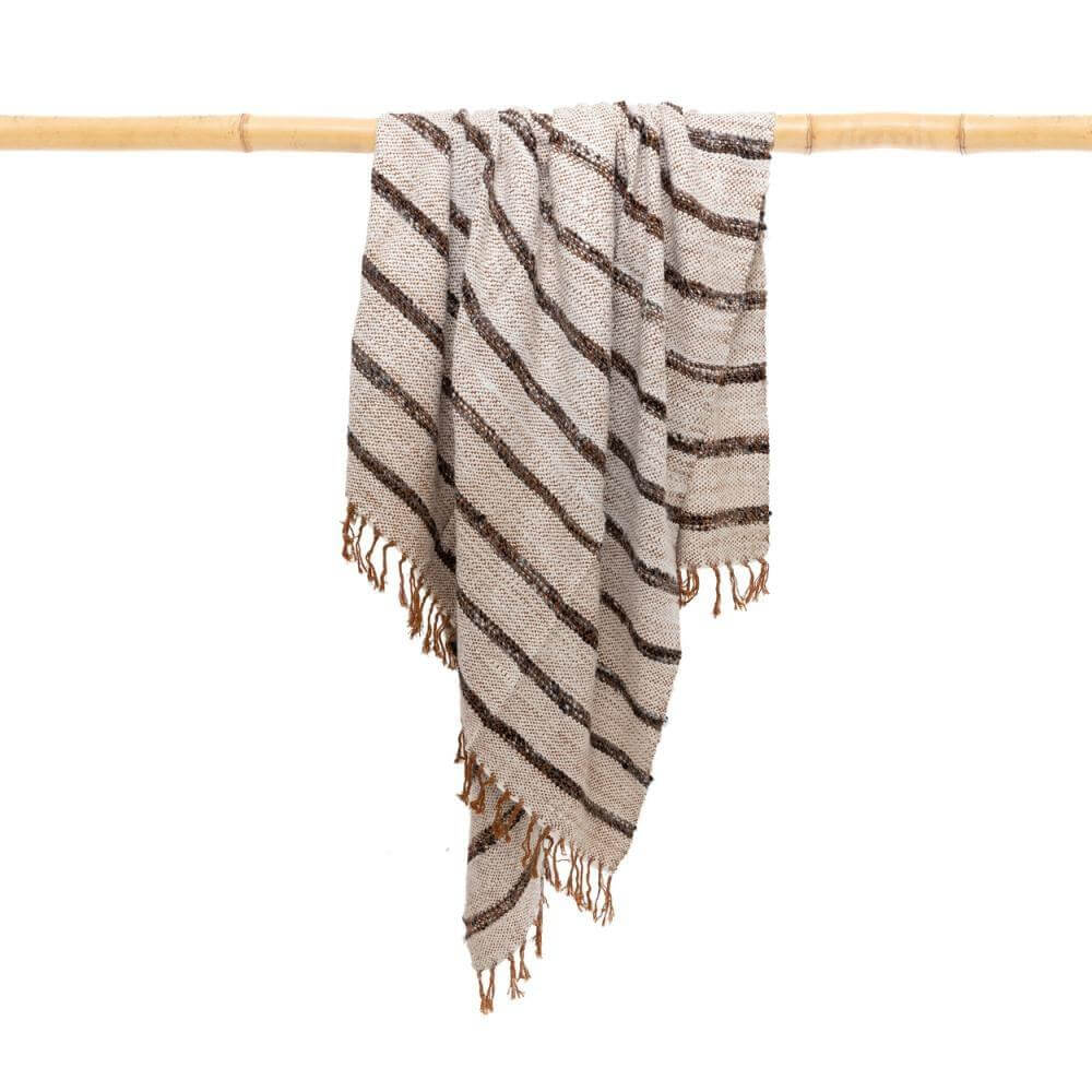 Bohemian katoenen plaid met franjes, luxe gewafelde structuur en zijde look, perfect voor gezellige avonden in huis of buiten.