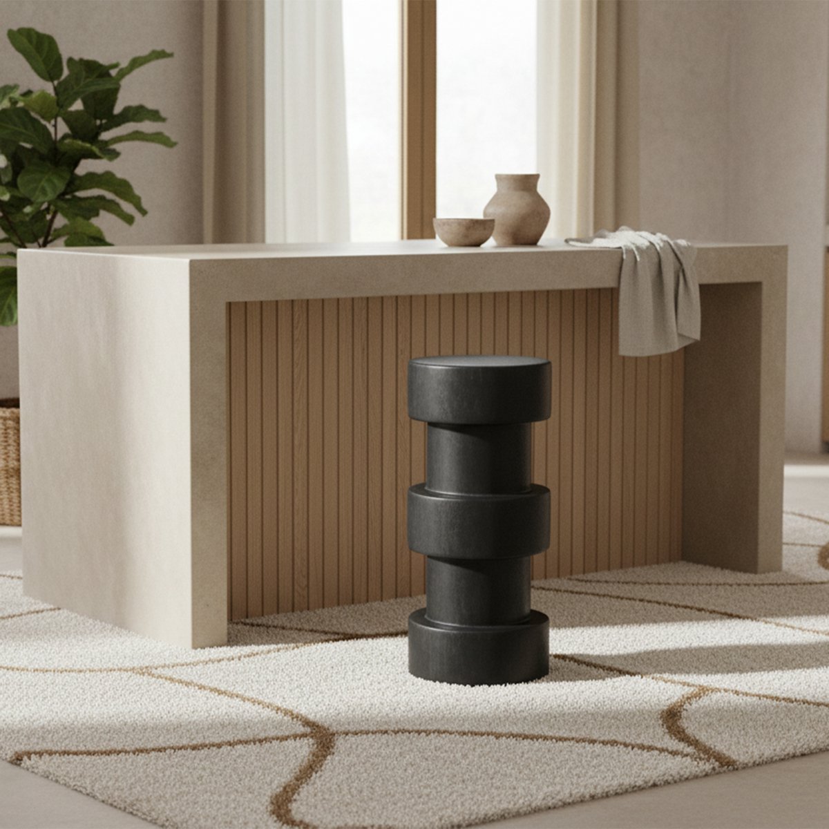 Forma barkruk Totoma zwart-Raw Materials-Ik Hout ervan.