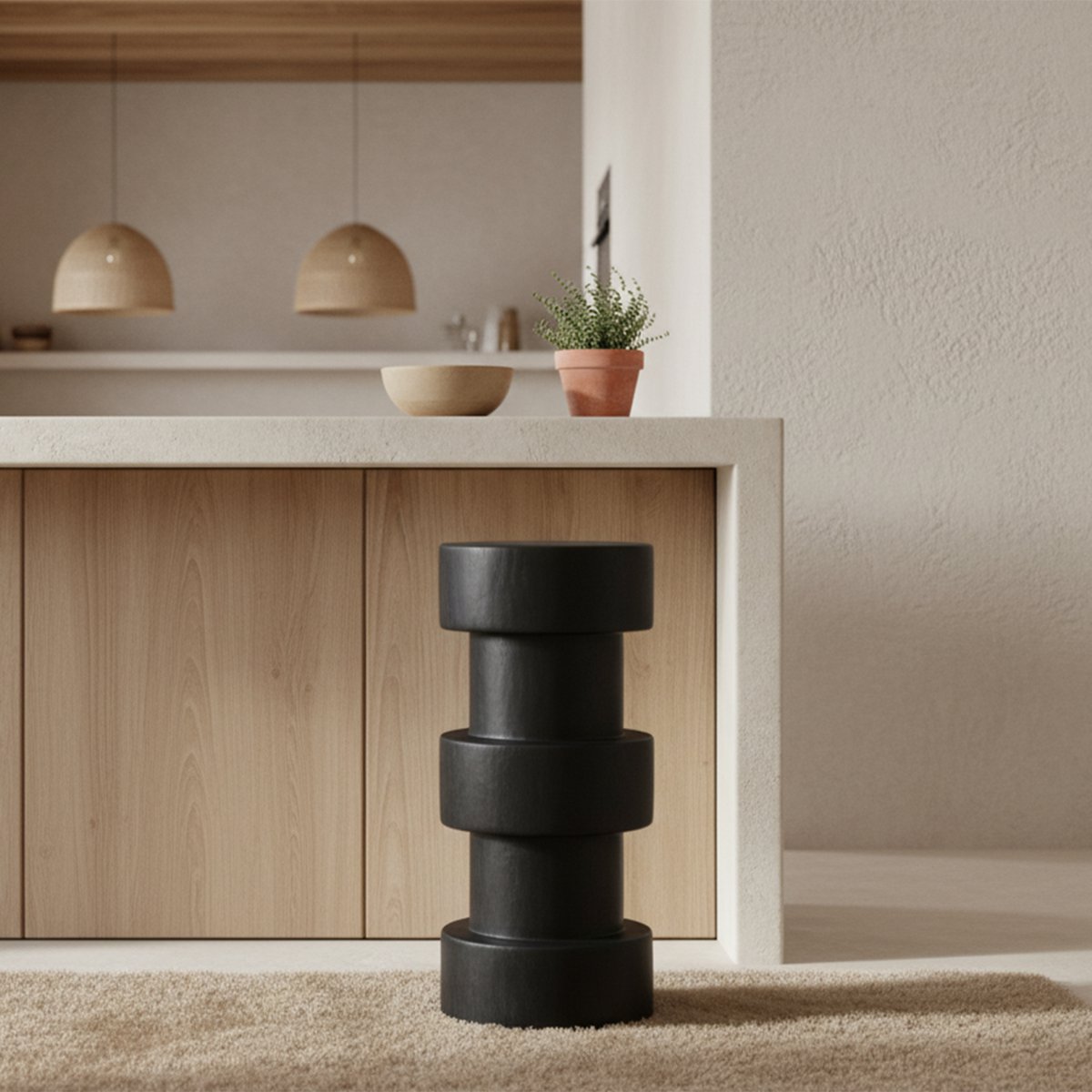 Forma barkruk Totoma zwart-Raw Materials-Ik Hout ervan.