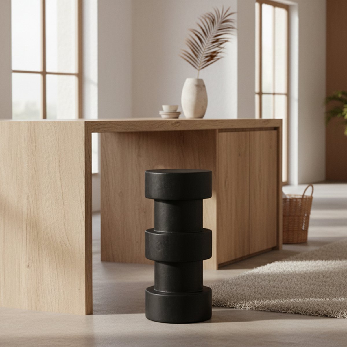 Forma barkruk Totoma zwart-Raw Materials-Ik Hout ervan.