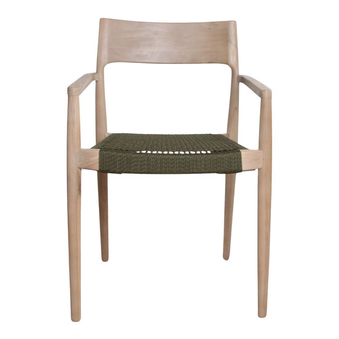 Freya tuinstoel met armleuning groen - licht teakhout-Tuin stoelen-Raw Materials-Ik Hout ervan.