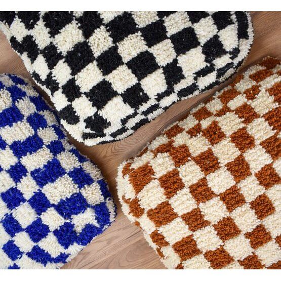 Geruit vloerkussen - blauw en wit-Poufs & Pillows-Ik Hout ervan.