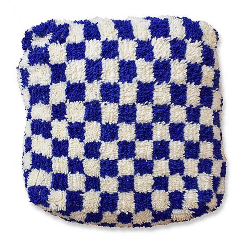 Geruit vloerkussen - blauw en wit-Poufs & Pillows-Ik Hout ervan.