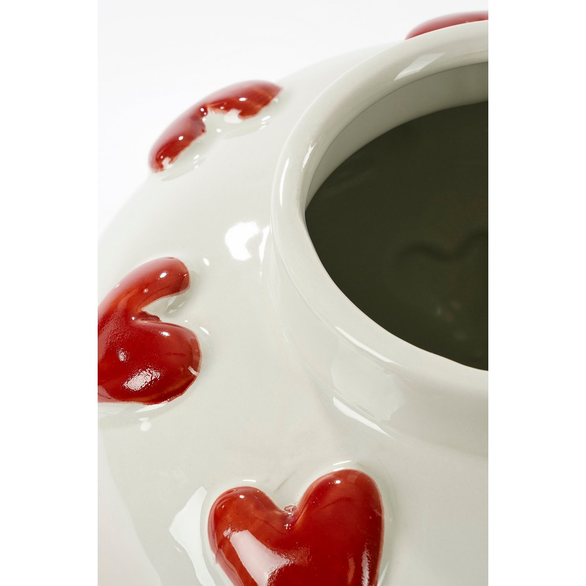 Hearts Vaas - H33 x Ø30 cm - Keramiek - Wit, Rood-vazen-Mica Decorations-Ik Hout ervan.