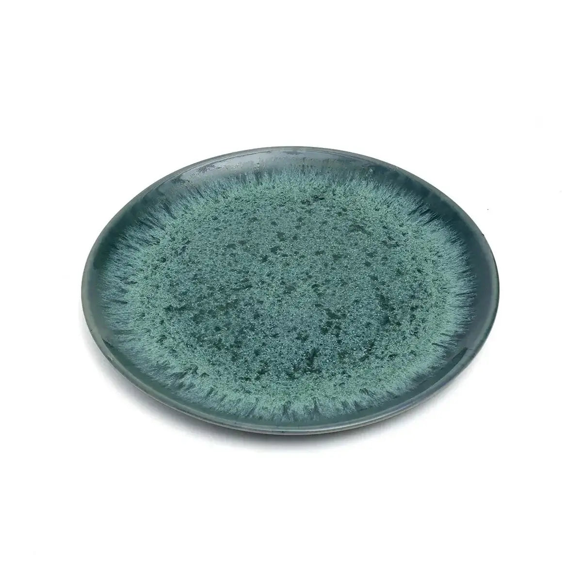 Elegant aqua salad plate with modern design and vibrant glaze, ideal for salads, appetizers, or desserts. Set of 6 stylish dishes.