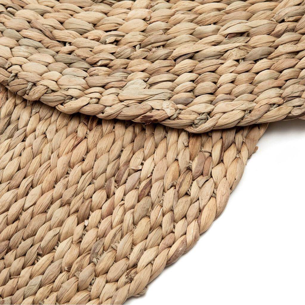 Naturel waterhyacint tapijt 200x200 cm, handgemaakt in Vietnam, boho stijl, duurzaam materiaal, natuurlijke tinten
