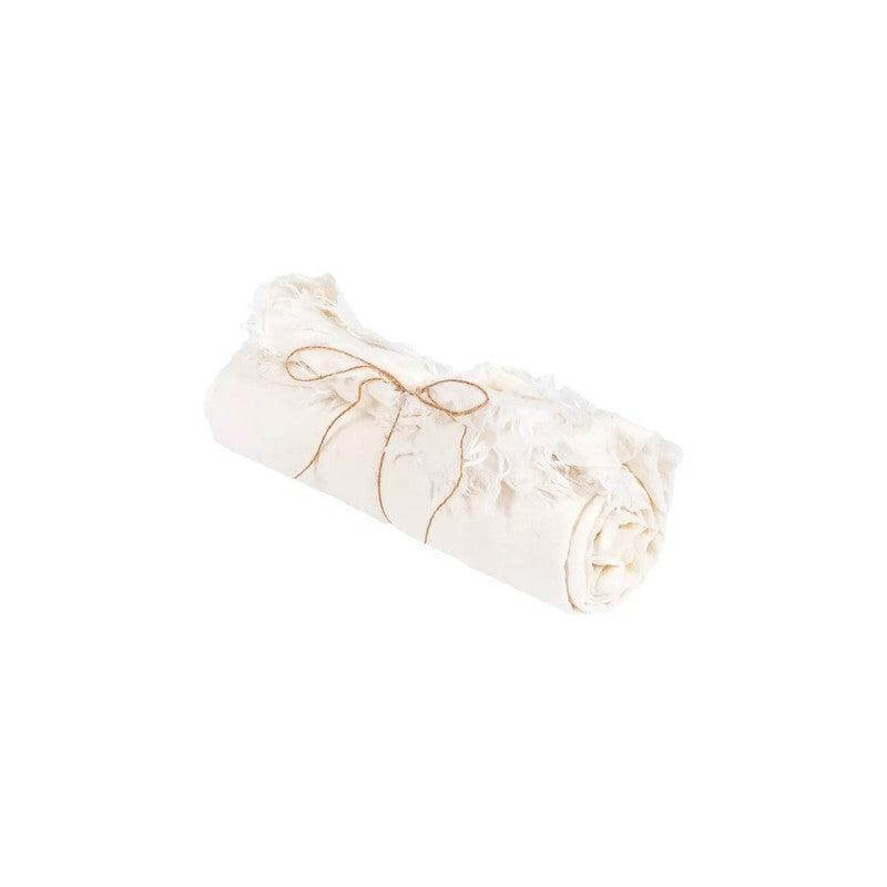 Linnen tafelkleed wit opgerold 180x300 cm, luxe uitstraling, zachte stof, perfect voor elke tafelsetting, gemakkelijk te reinigen.