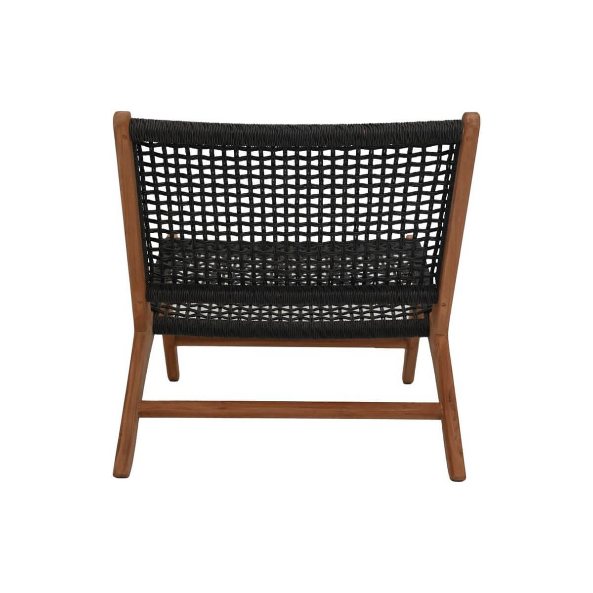 Achteraanzicht van Loungestoel Garden Rio, zwart/natuurlijk teak en bananenblad, ideaal voor een rustgevende tuinomgeving.