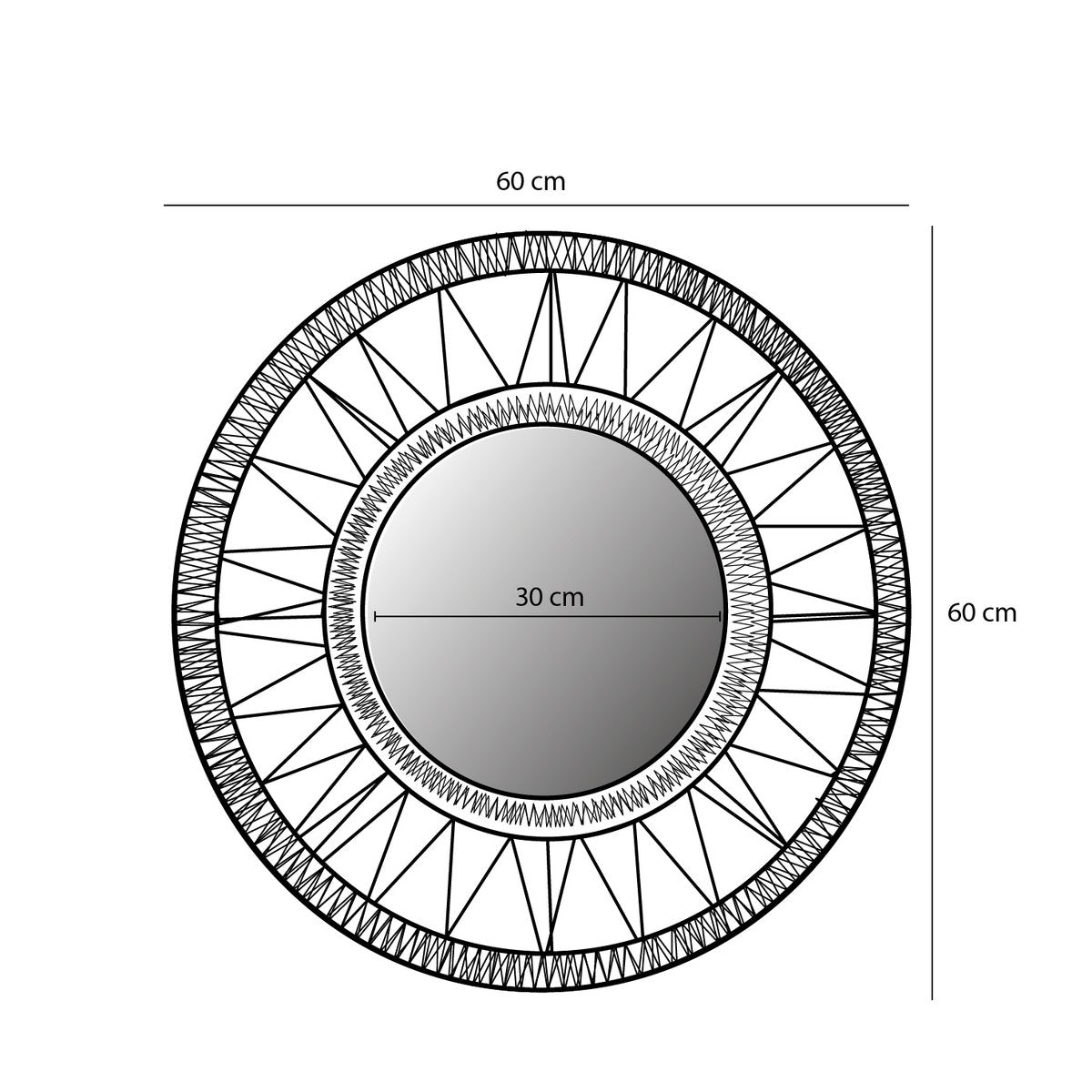 Ludy Wandspiegel - H5 x Ø60 cm - Jute - Lichtbruin-Ronde spiegels-Mica Decorations-Ik Hout ervan.