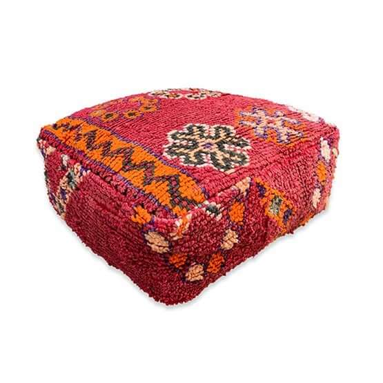 Uniek Marokkaans vloerkussen - Bohemian sfeer, handgemaakt van vintage berberkleed. Eyecatcher voor woon- of slaapkamer! #K1148