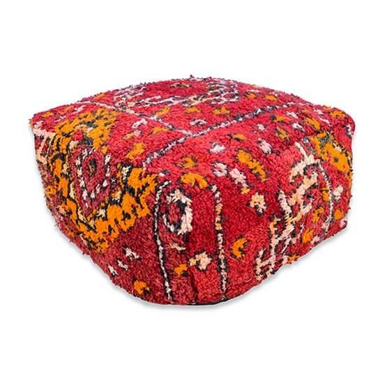 Marokkaans vloerkussen vintage K1218, kleurrijk berberkleed, unieke bohemian stijl voor huisdecoratie.