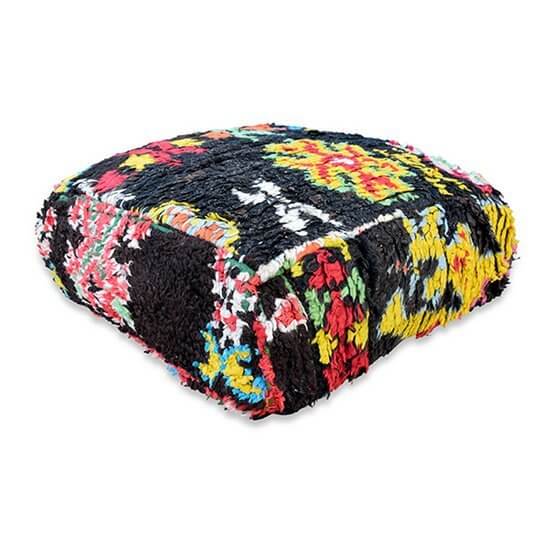 Marokkaans vloerkussen vintage - Uniek handgemaakt bohemian kussen voor woon- of slaapkamer, gemaakt van berberkleed.