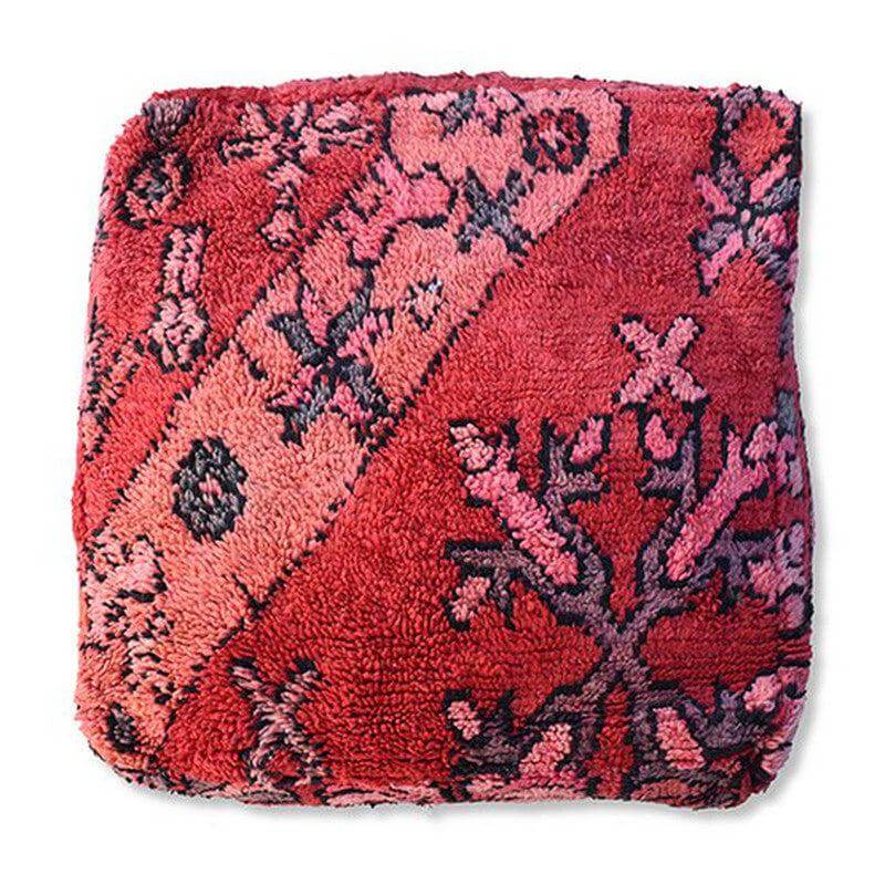 Vintagestijl Marokkaans vloerkussen K1433 met uniek berberpatroon, perfect voor bohemien sfeer in huis.