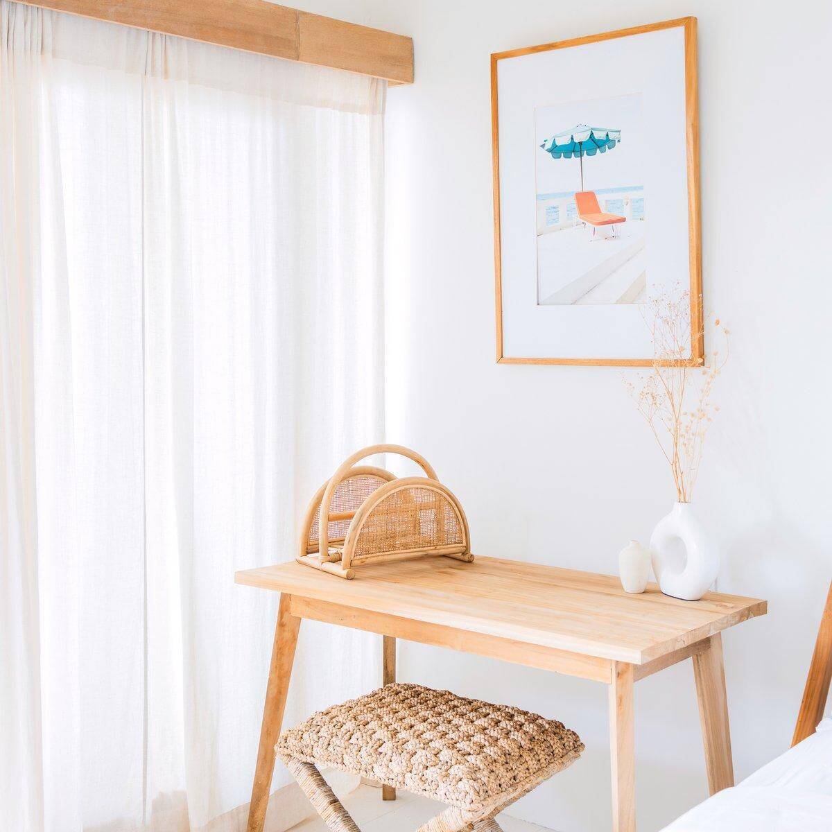 Rotan Krantenrek – Tijdschriftenhouder – Boho Krantenmand – Handgemaakte Rotan Krantenhouder ALOR-Soeji-Ik Hout ervan.