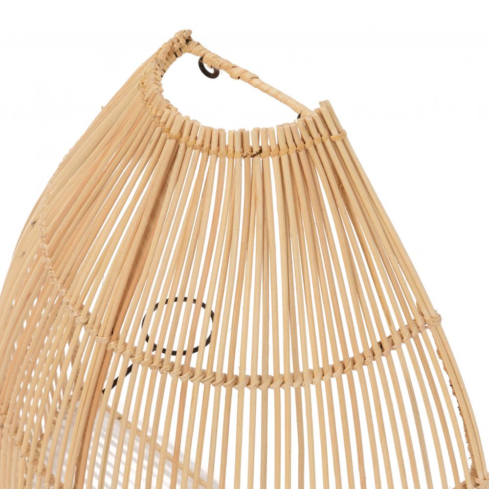 Detail van de Rotan Wandlamp de Lalo in conische vorm, gemaakt van duurzaam rotan. Perfecte sfeermaker voor een intieme setting.