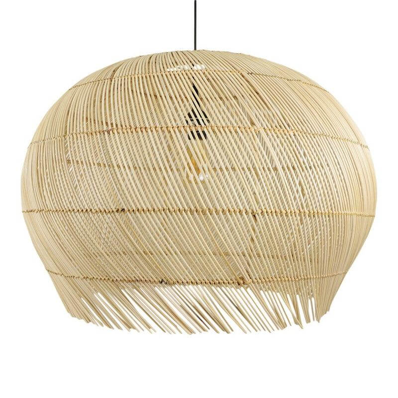 Rotan hanglamp Louise, bohemian stijl, handgevlochten, natuurlijke uitstraling, ideale sfeermaker voor moderne en Scandinavische interieurs.