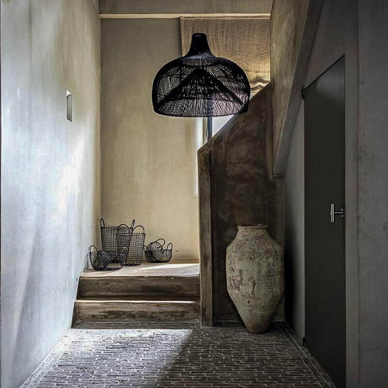 Rotan hanglamp Maggie zwart