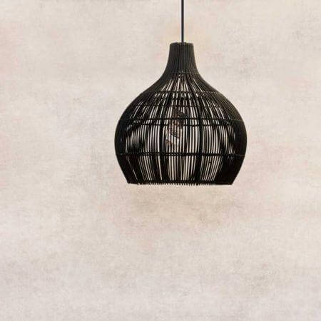 Rotan hanglamp zwart Max, perfecte bohemian eyecatcher voor sfeervol interieur, handgemaakt met natuurlijke uitstraling. Bekijk nu!