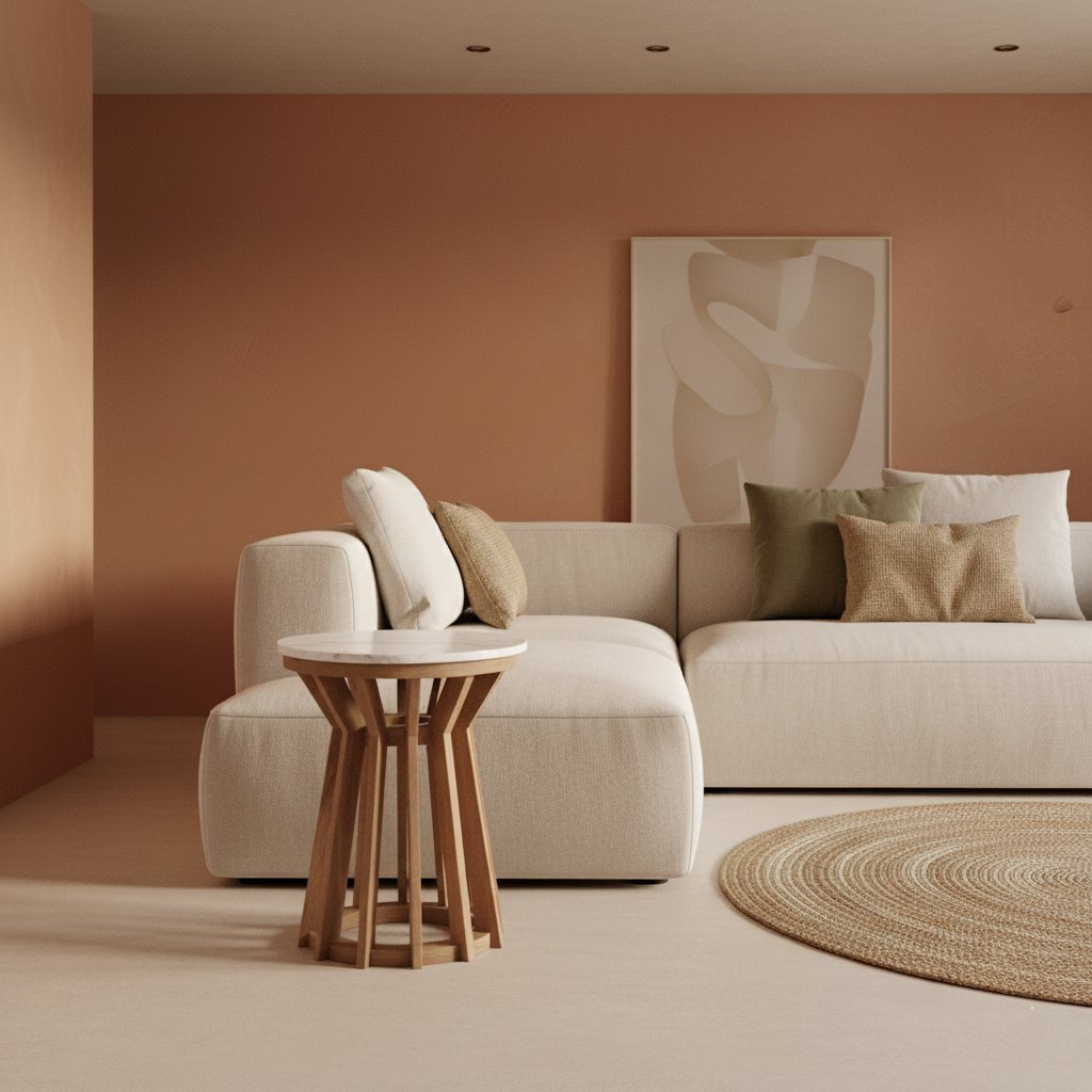 Sarawak bijzettafel marmer wit - 40x40x50 cm-Raw Materials-Ik Hout ervan.