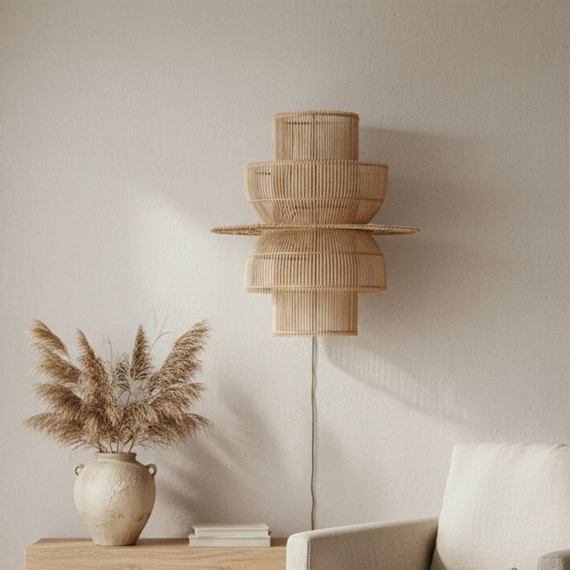 Saturn rotan wandlamp-wandlampen-Raw Materials-Ik Hout ervan.