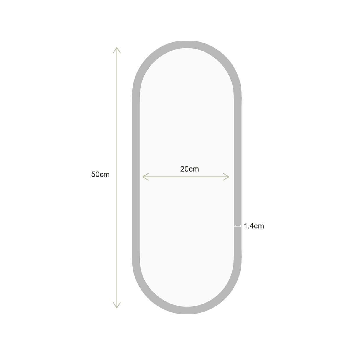 Oval gold mirror 20x50cm by vtwonen in Bohemian style, featuring a sleek 1.5cm metallic frame, perfect for Dutch and Belgian decor.