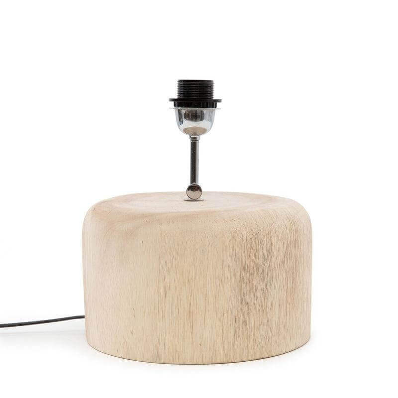 Tafellamp voet van natuurlijk teakhout, hoogte 26 cm, breedte 15 cm, inclusief bekabeling. Stijlvolle houten lampbasis.