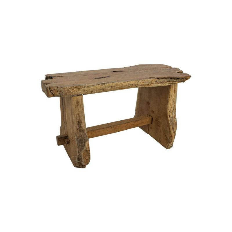 Robuuste teakhouten bank HSM Collection, 80x40x45cm, perfect voor rustieke interieurs en flexibel voor binnen en buiten gebruik.