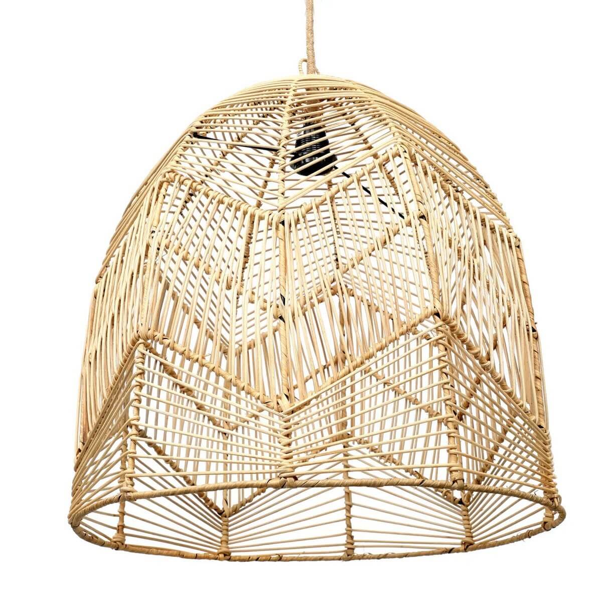 Boho rotan hanglamp Bala, handgemaakt met natuurlijke uitstraling, perfect voor slaapkamer, kinderkamer of terras.