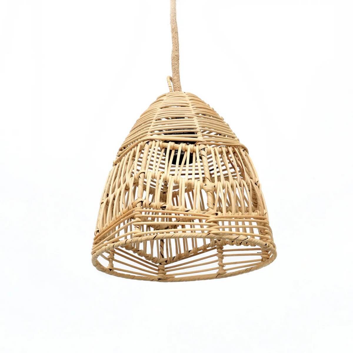 Bala Hanglamp - Naturel S, handgemaakte rotan bohemian lampenkap, perfect voor slaapkamers en woonruimtes zonder bedrading.