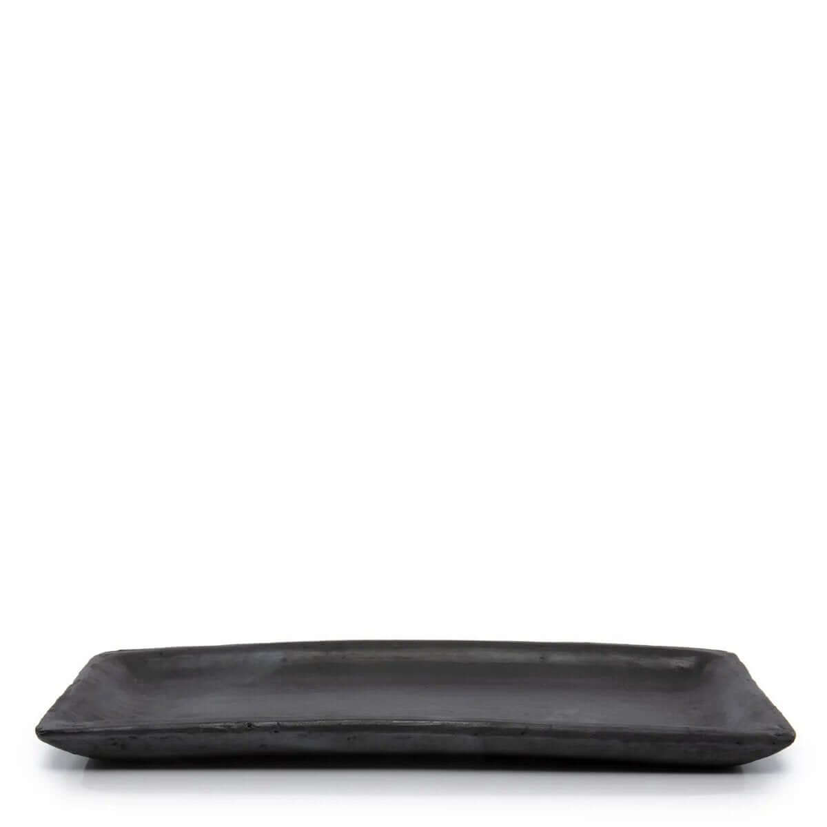 Bohemian black burned sushi board, terracotta pottery, 12x25cm, by Bazar Bizar Living. Perfect for elegant sushi presentation.