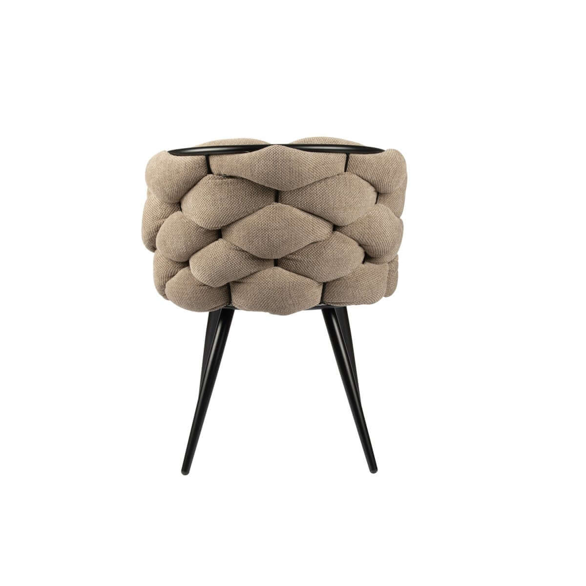 De Rock Chair in zandkleur, elegant design met geweven rugleuning. Perfecte luxe toevoeging aan modern interieur. Set van 2.