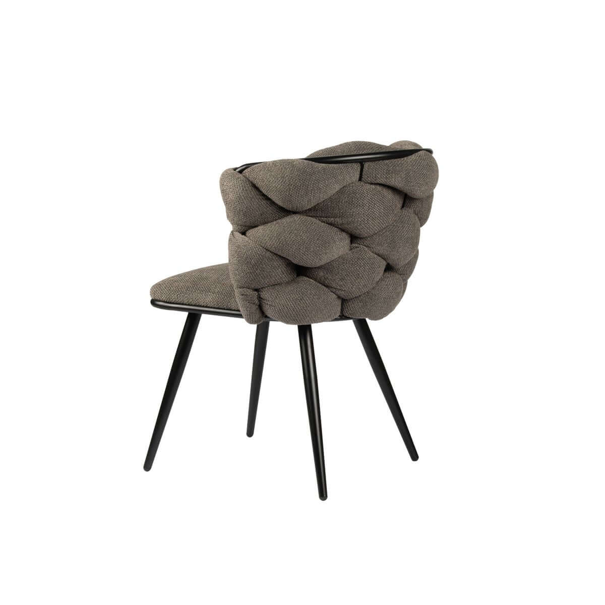 Taupe Rock Chair met uniek weefpatroon, moderne luxe eetkamerstoel, set van 2, ideaal voor stijlvol interieur.