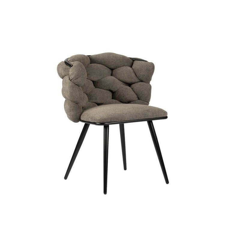 Taupe Rock Chair met uniek weefpatroon rugleuning, set van 2. Moderne luxe blikvanger voor interieur, ideaal voor lange diners.