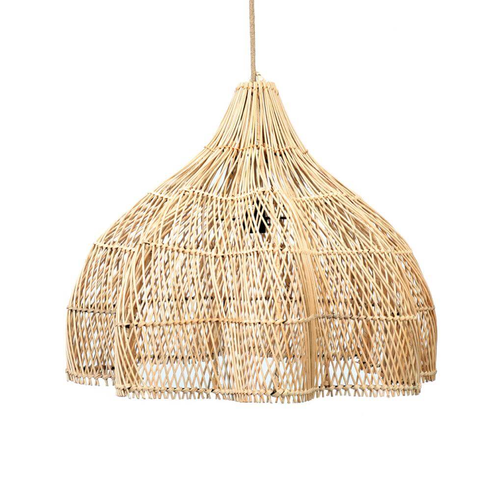 Bohemian stijl rotan hanglamp "The Whipped Hanger", natuurlijk design, handgemaakt en perfect voor binnen en overdekte buitenruimtes.