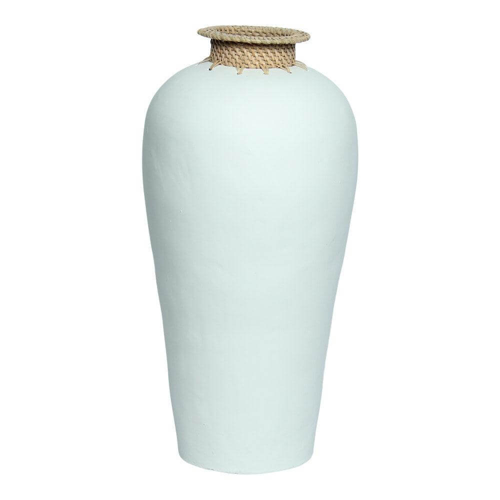Vaas Longa met terracotta rotan M - Bohemian lamp van natuurlijke materialen, perfect voor Ibiza & Bali stijl