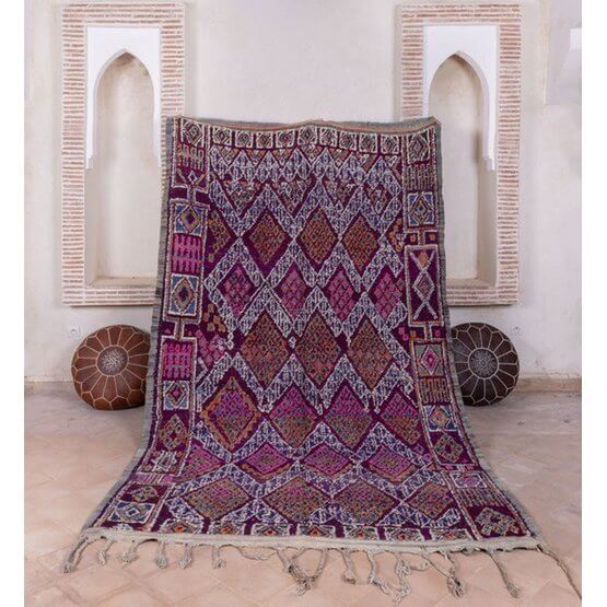 Marokkaans Berberkleed Beni Mguild met geometrische motieven en vintage uitstraling, 3x1,8 m - Unieke decoratieve tapijt R149
