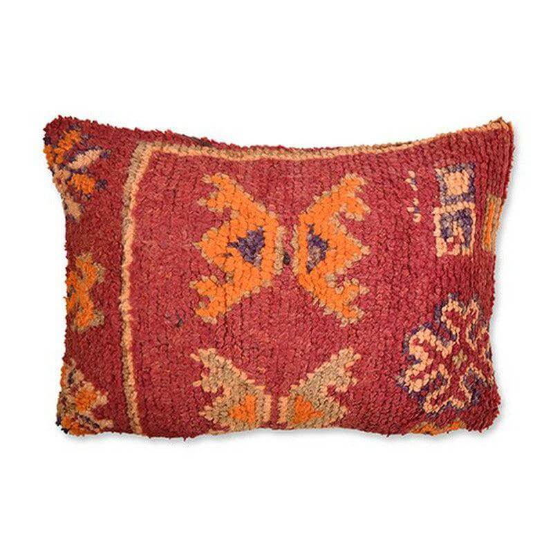 Marokkaans kussen P711 gemaakt van vintage Berberkleed, uniek handgemaakt woonaccessoire met kleurrijk patroon, eyecatcher