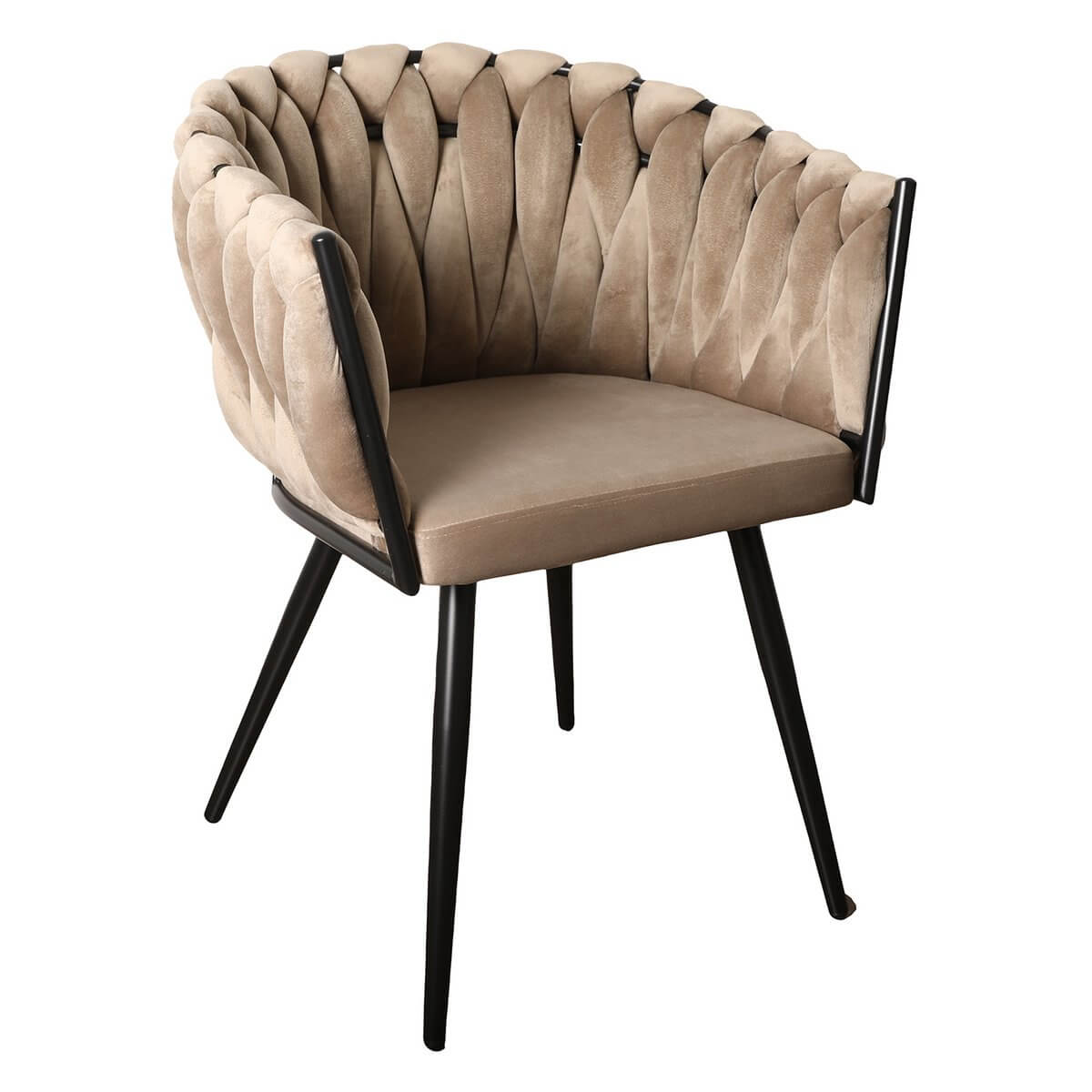 Wave stoel zandwit, moderne luxe eetkamerstoel met uniek weefpatroon rugleuning, set van 2, perfect voor gezellige diners.