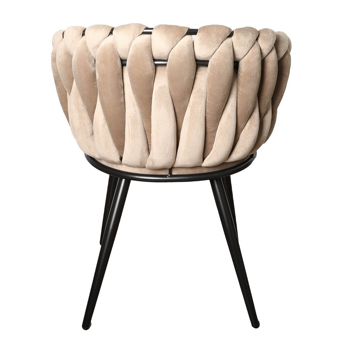 Wave stoel zandwit met uniek geweven rugleuning, moderne en comfortabele designstoel voor eetkamer, set van 2.