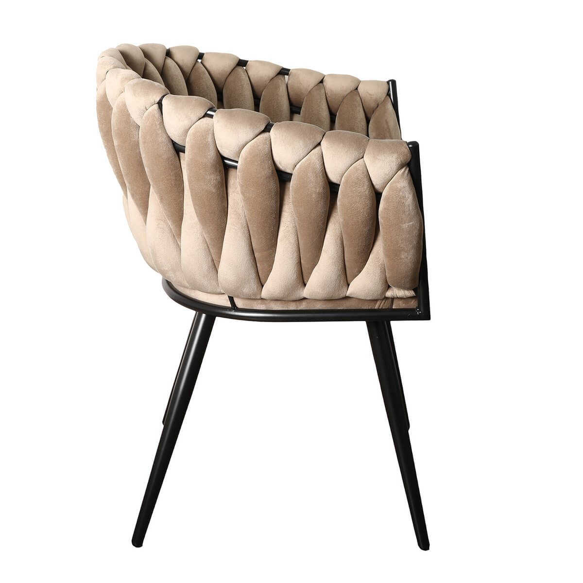 Zandwitte Wave stoel in modern vlechtpatroon, perfect voor een opvallend interieur en comfortabele eetkamermomenten.