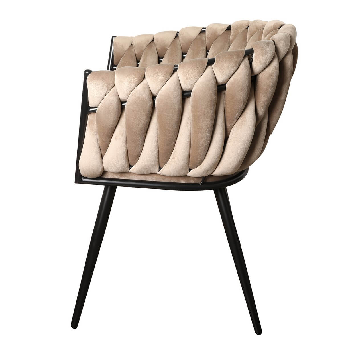 Wave stoel zandwit set van 2 met uniek weefpatroon en comfortabele rugleuning, moderne eyecatcher voor interieur design. Ideaal voor lang dineren.