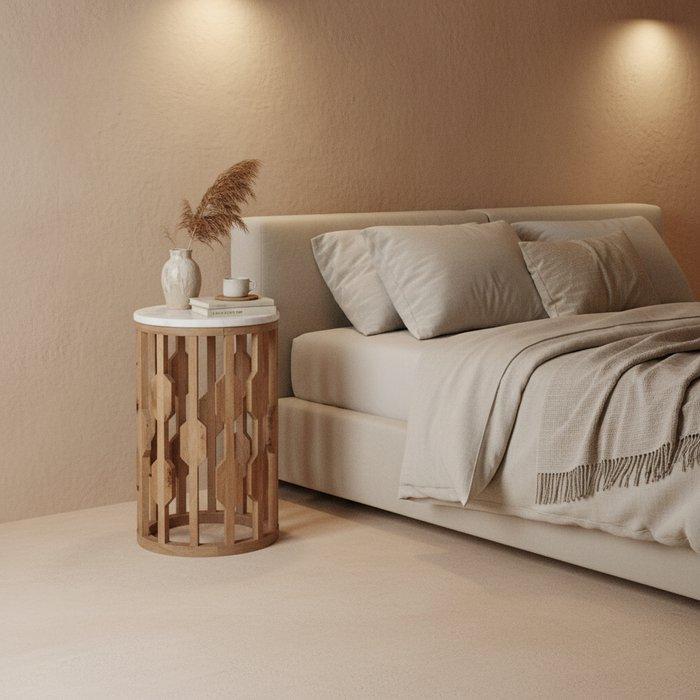 Atjeh bijzettafel marmer wit - 40x40x50 cm-bijzettafel-Raw Materials-Ik Hout ervan.