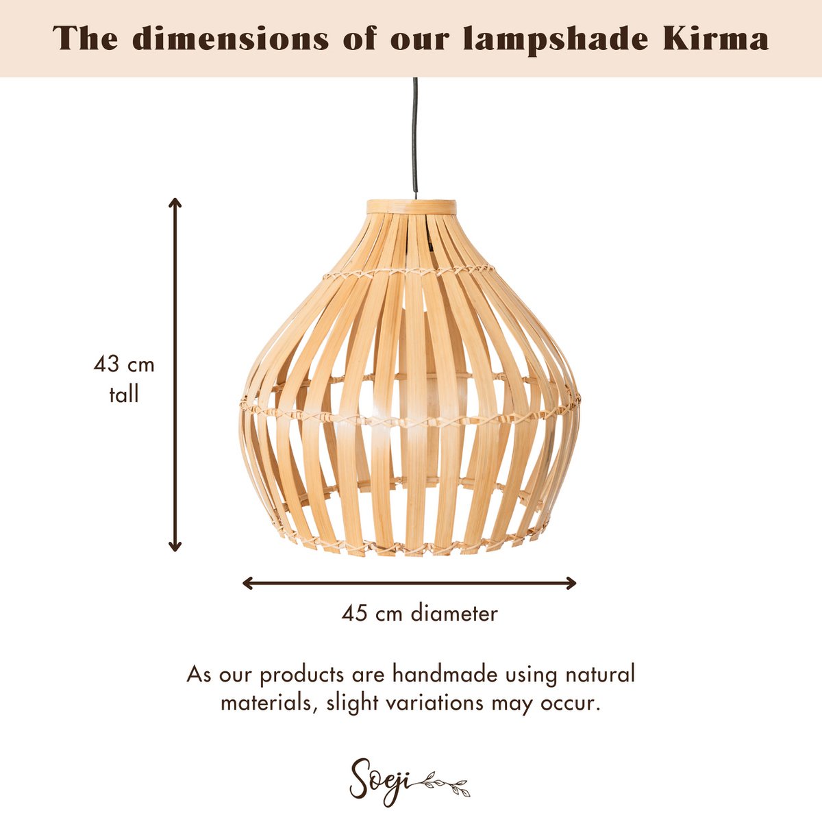 Bamboe Lampenkap KIRMA (Ø 45 cm)-Hanglampen-Soeji-Ik Hout ervan.